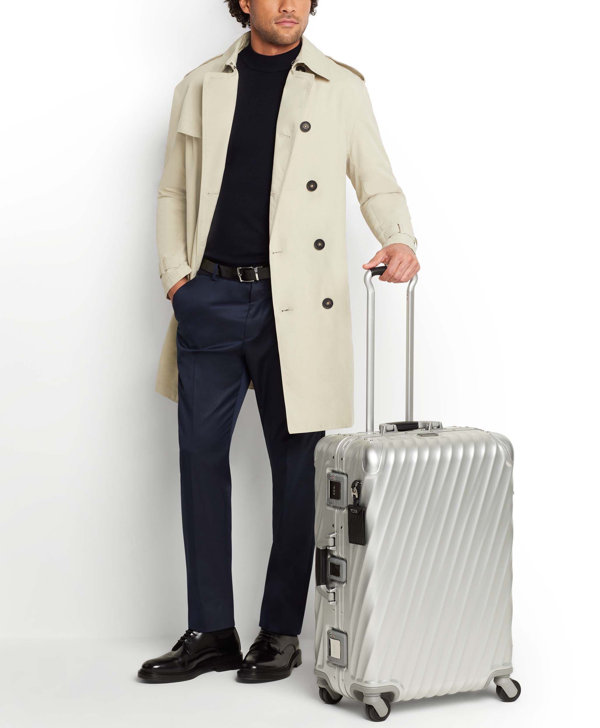 19 Degree Aluminium Short Trip Checked Luggage 66 cm Silver